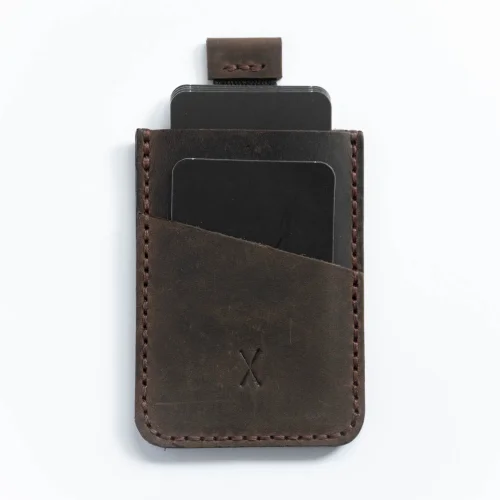 minimal X design - V2 Leather Cardholder Wallet Pull Out Mechanism - Genuine Leather And Handmade