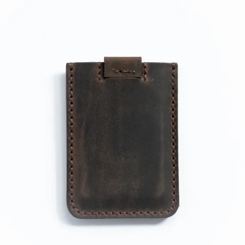 minimal X design - V2 Leather Cardholder Wallet Pull Out Mechanism - Genuine Leather And Handmade