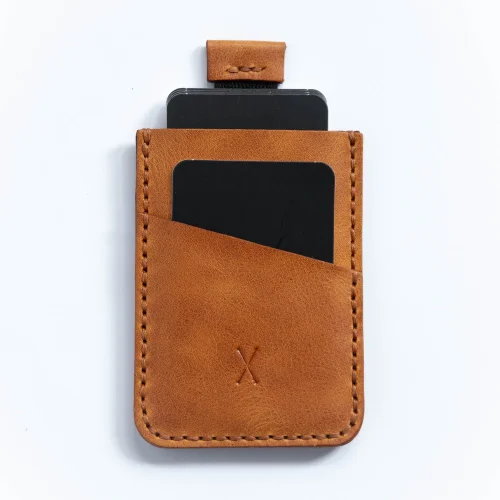 minimal X design - V2 Leather Cardholder Wallet Pull Out Mechanism - Genuine Leather And Handmade