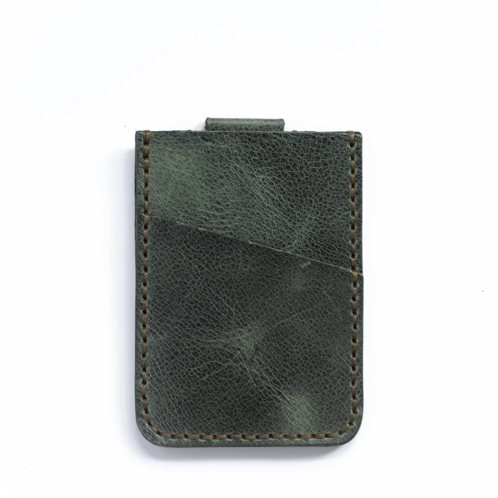 minimal X design - V2 Leather Cardholder Wallet Pull Out Mechanism - Genuine Leather And Handmade