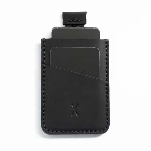 minimal X design - V2 Leather Cardholder Wallet Pull Out Mechanism - Genuine Leather And Handmade