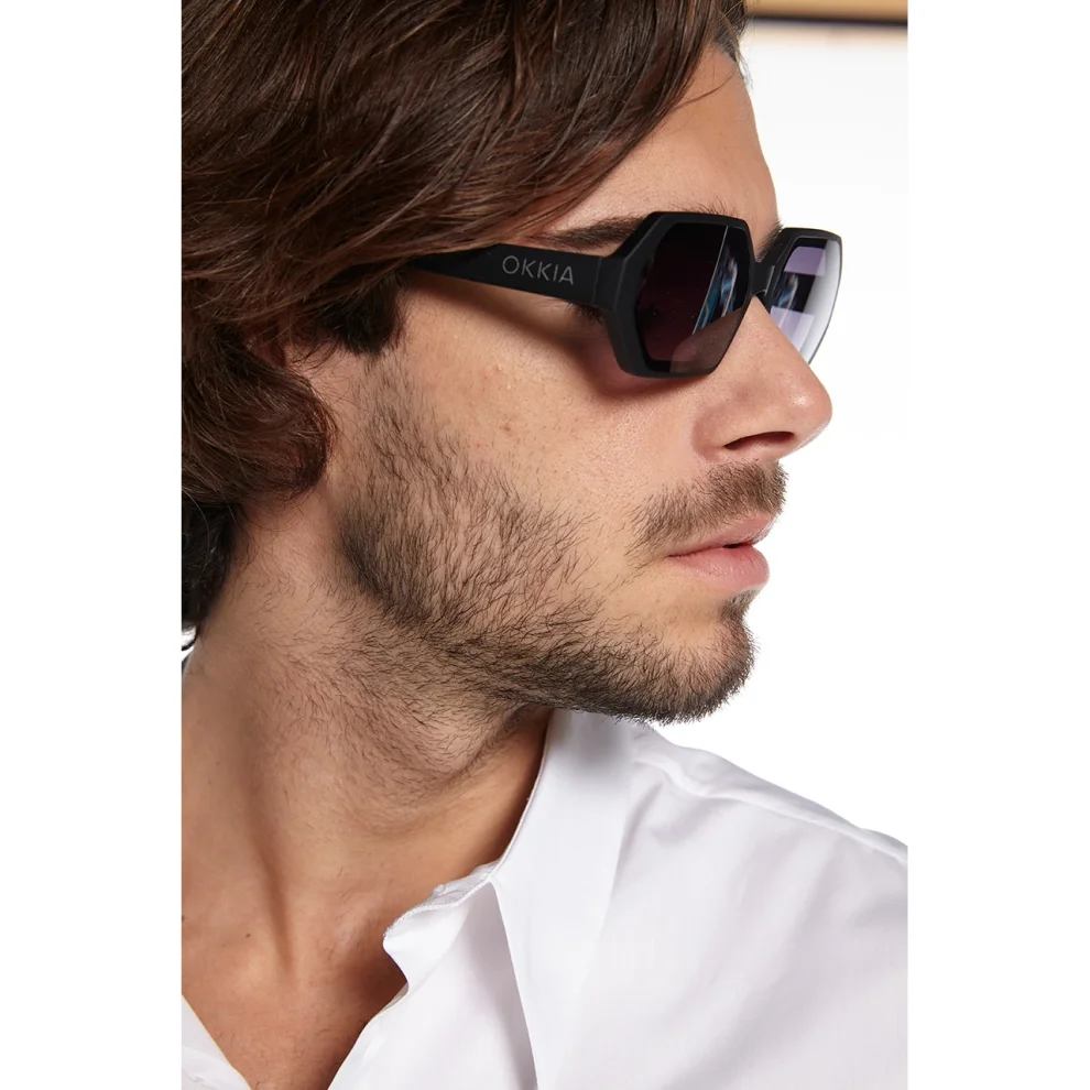 Okkia Eyewear - Andrea Hexagon Unisex Sunglasses Black