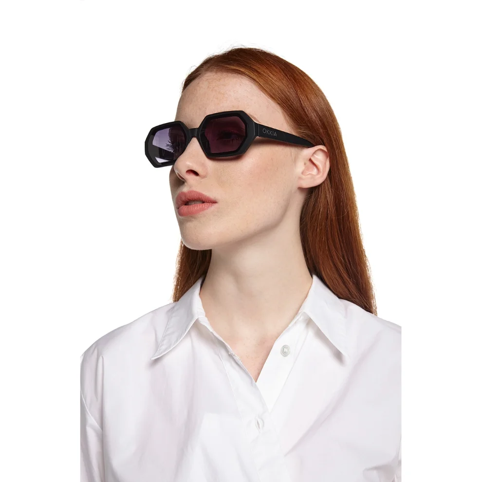 Okkia Eyewear - Andrea Hexagon Unisex Sunglasses Black