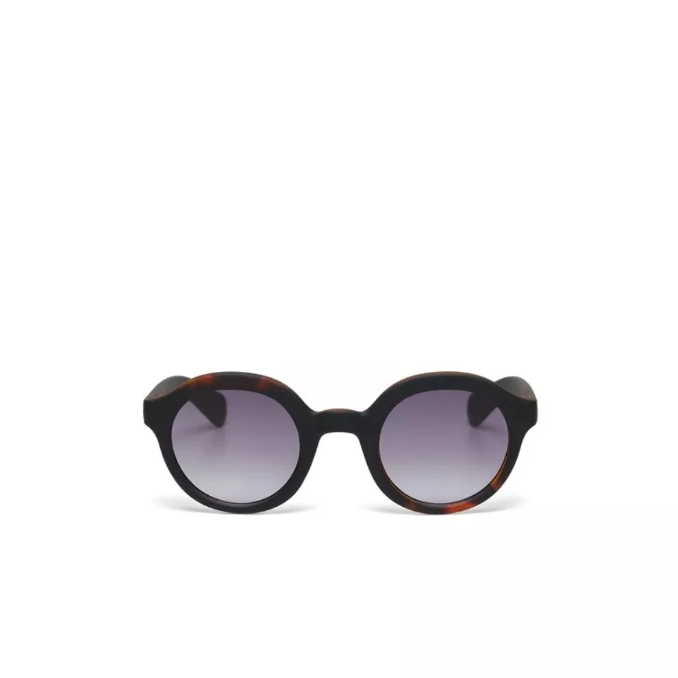 Okkia Eyewear - Lauro Unisex Yuvarlak Havana Güneş Gözlüğü