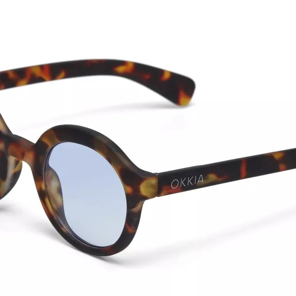 Okkia Eyewear - Lauro Unisex Yuvarlak Klasik Havana Güneş Gözlüğü