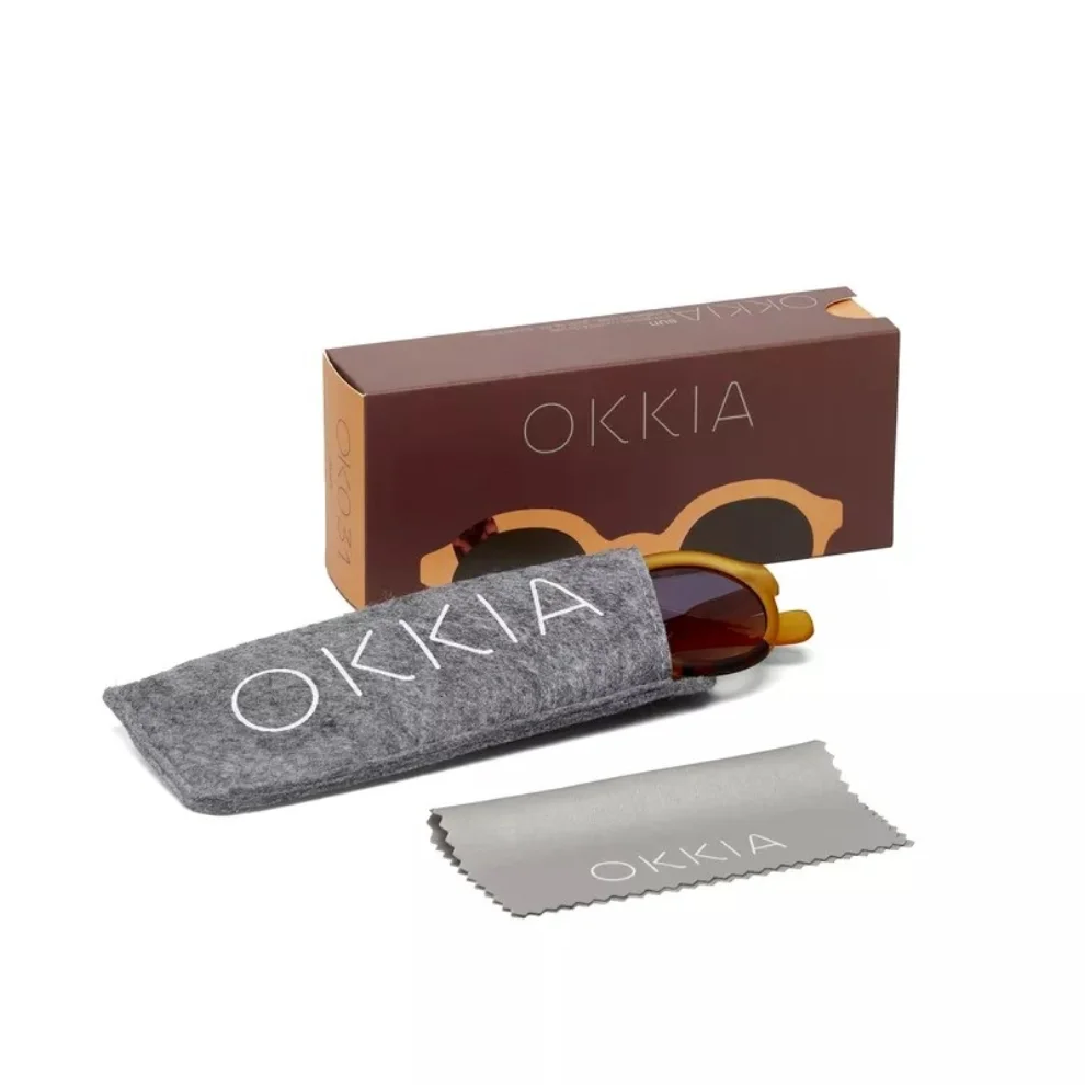 Okkia Eyewear - Lauro Unisex Yuvarlak Klasik Havana Güneş Gözlüğü