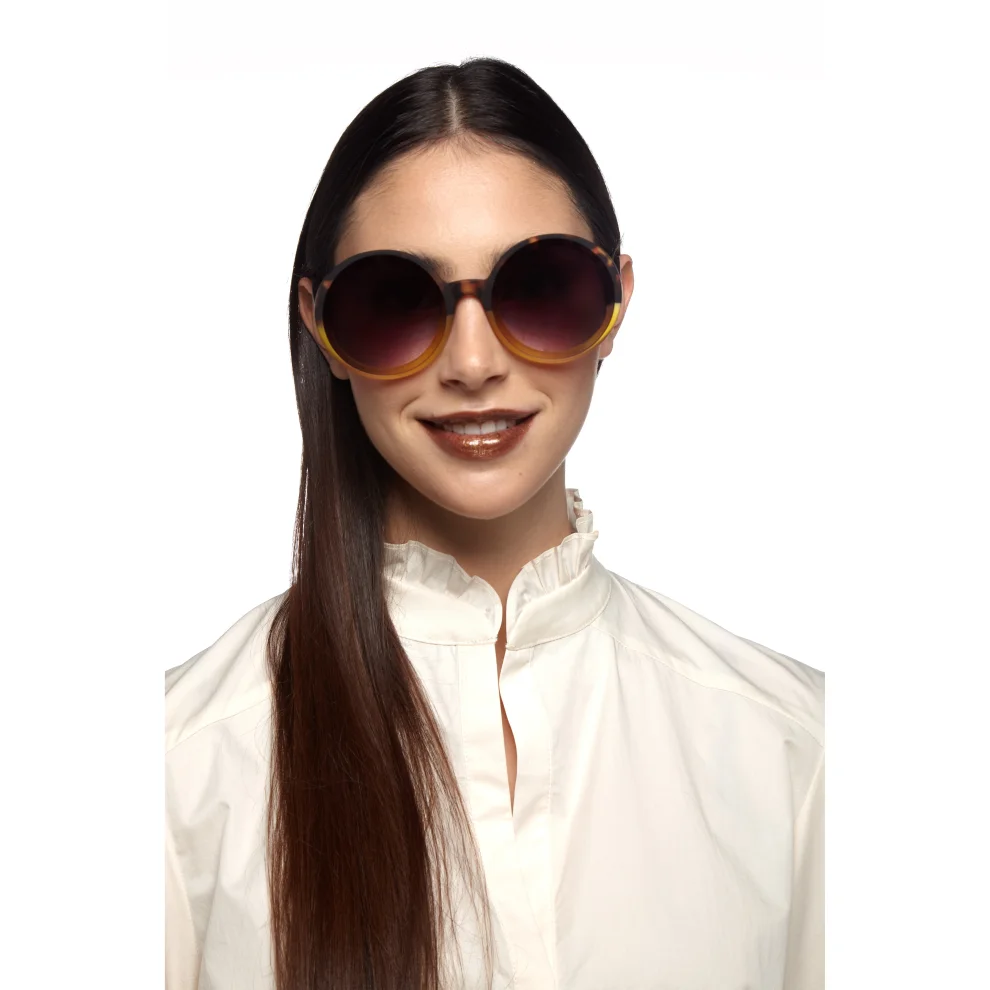 Okkia Eyewear - Monica Unisex Büyük Yuvarlak Güneş Gözlüğü