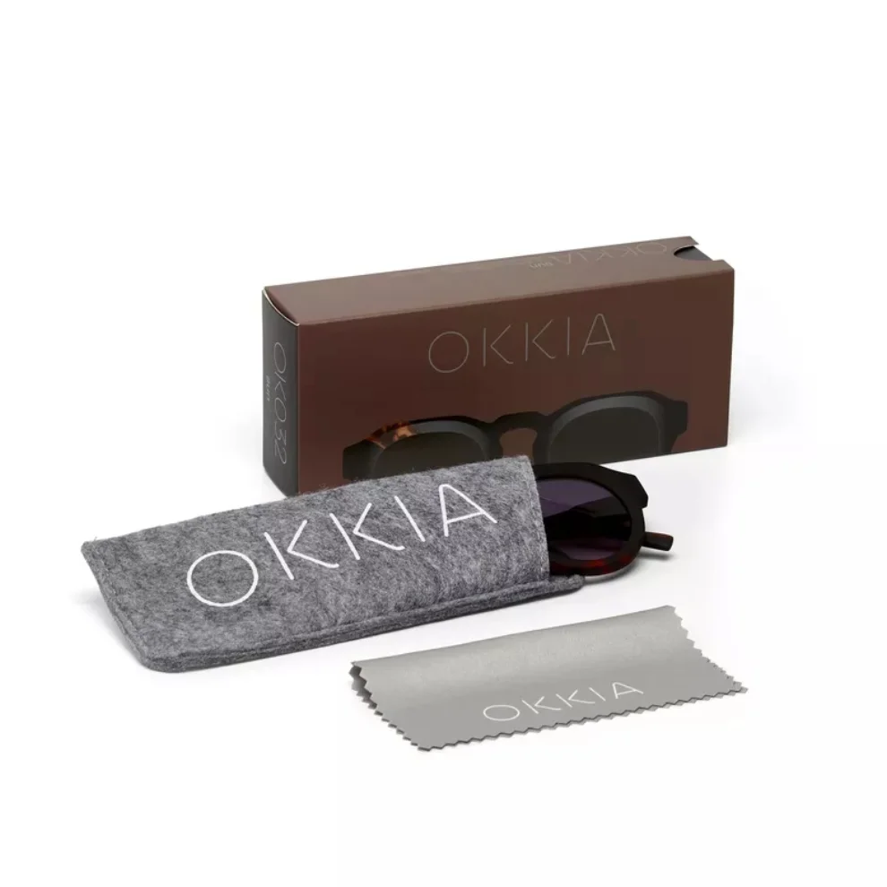 Okkia Eyewear - Zeno Round Unisex Klasik Havana Güneş Gözlüğü Gradyan