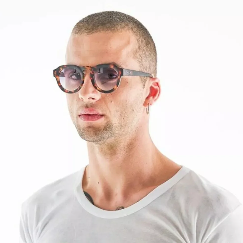 Okkia Eyewear - Zeno Round Unisex Klasik Havana Güneş Gözlüğü Gradyan