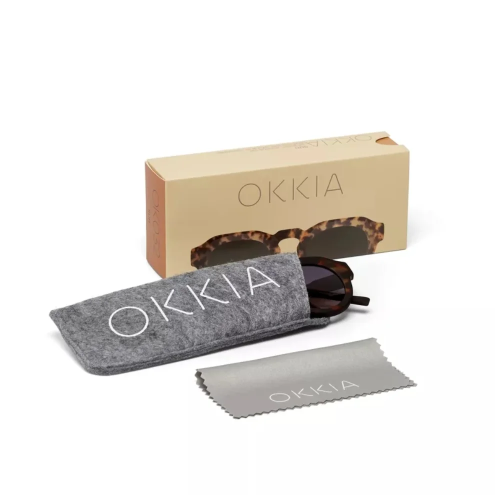 Okkia Eyewear - Zeno Round Unisex Klasik Havana Güneş Gözlüğü Gradyan