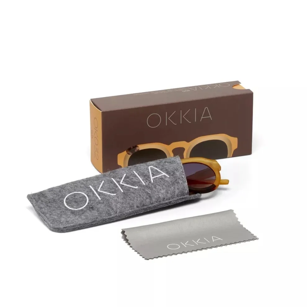 Okkia Eyewear - Zeno Round Unisex Klasik Havana Güneş Gözlüğü Gradyan