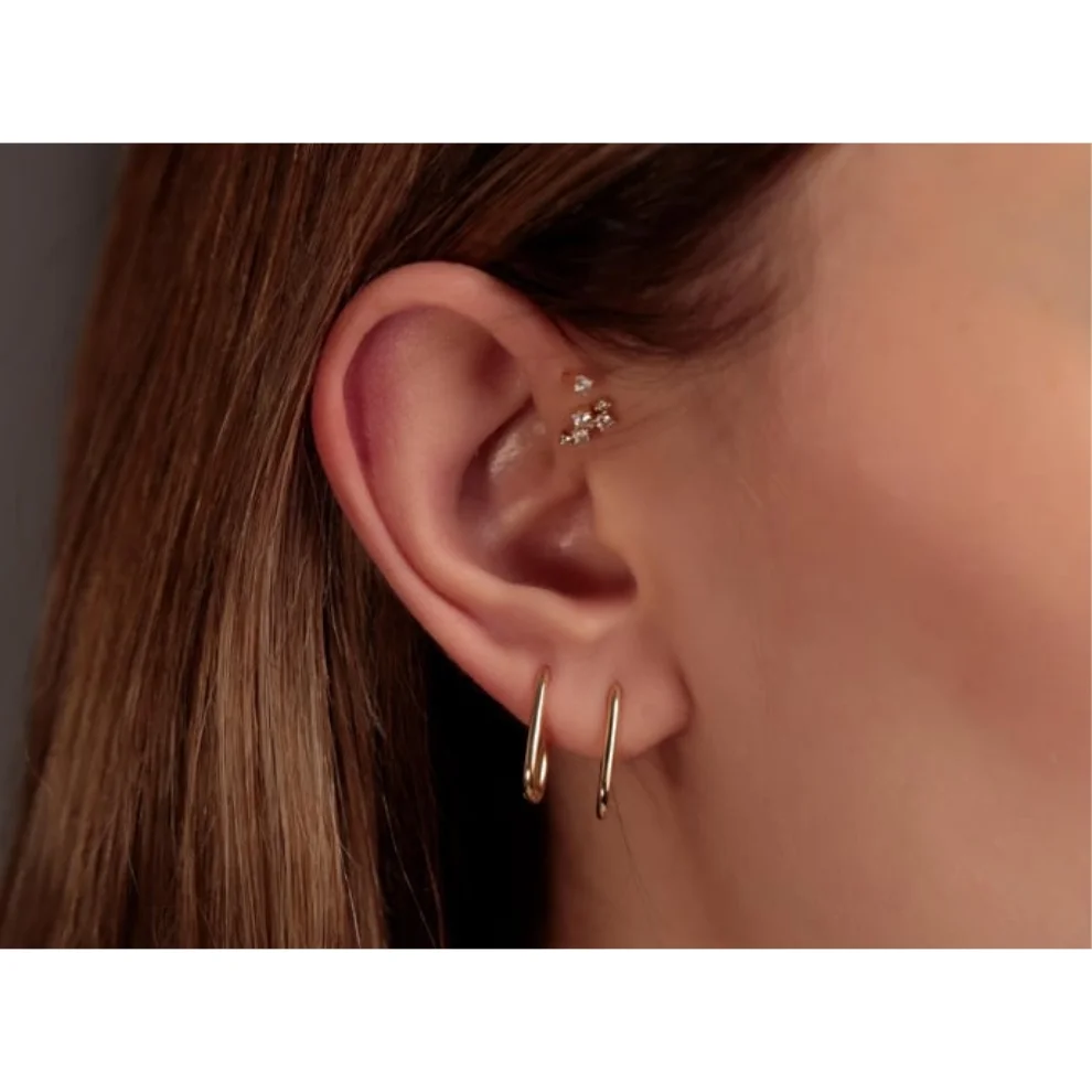 Safir Mücevher - Gold Paperclip Earrings - Ill