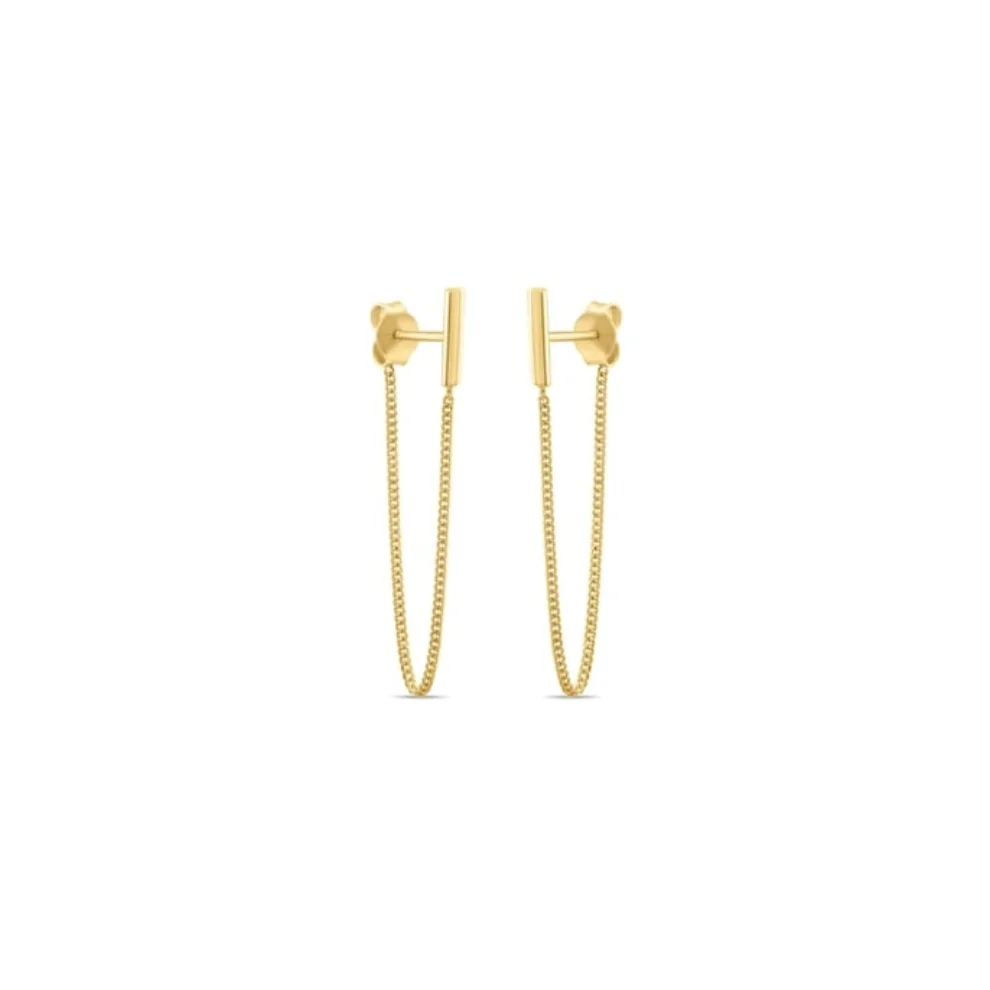 Safir Mücevher - Gold Chain Earrings