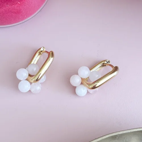 Pierre Violette - Bubble Gold Plated Real Stone Earrings