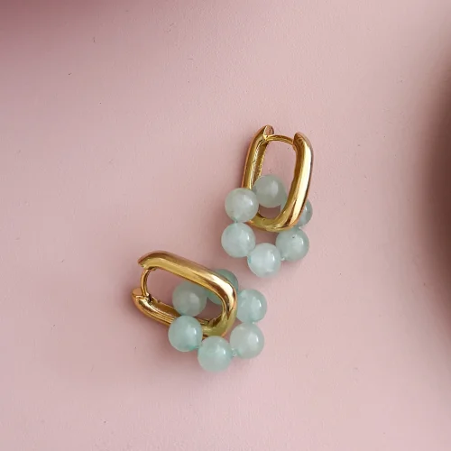 Pierre Violette - Bubble Gold Plated Real Stone Earrings