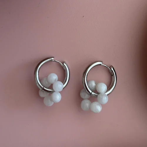 Pierre Violette - Bubble Rodium Real Stone Earrings