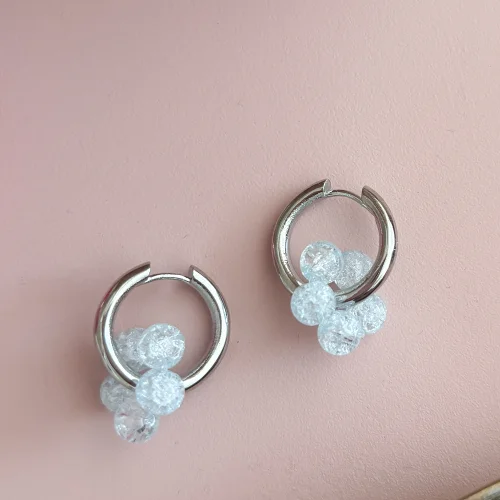 Pierre Violette - Bubble Rodium Real Stone Earrings