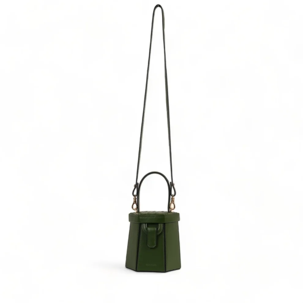 Mianqa - Elif Cactus Leather Hexagon Shoulder & Crossbody Bag