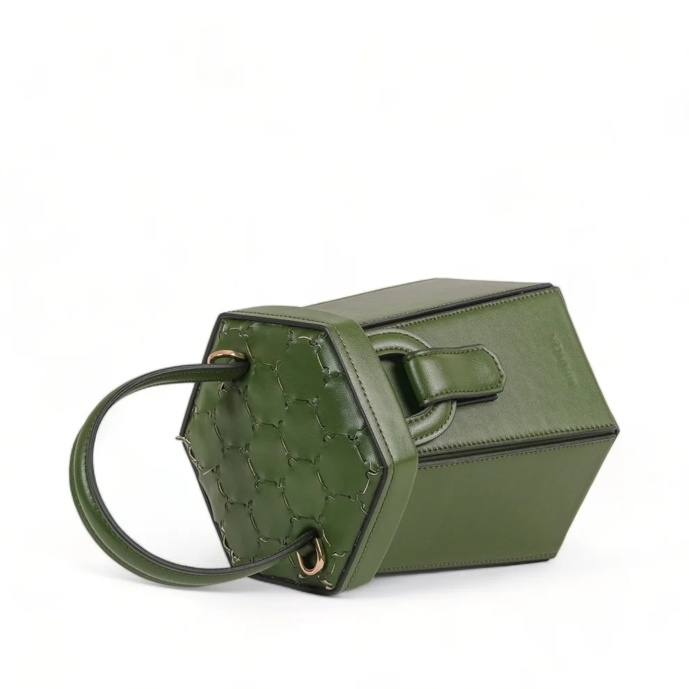 Mianqa - Elif Cactus Leather Hexagon Shoulder & Crossbody Bag