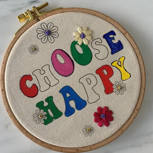 DEAR HOME - Choose Happy Embroidery Hoop Board