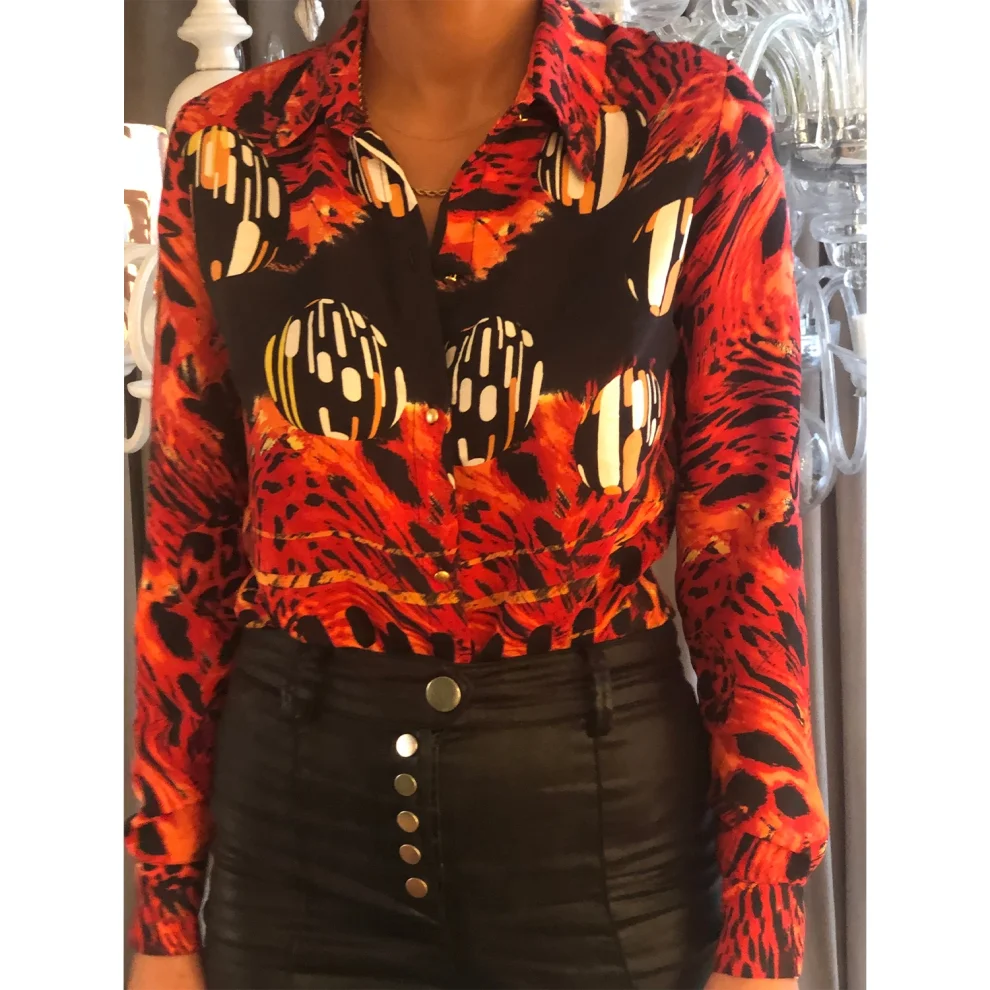 Hangout Design Store - Flames - Silk Satin Blouse