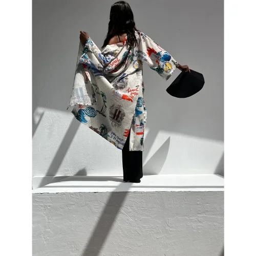 Hangout Design Store - Summer Desenli Uzun Kimono