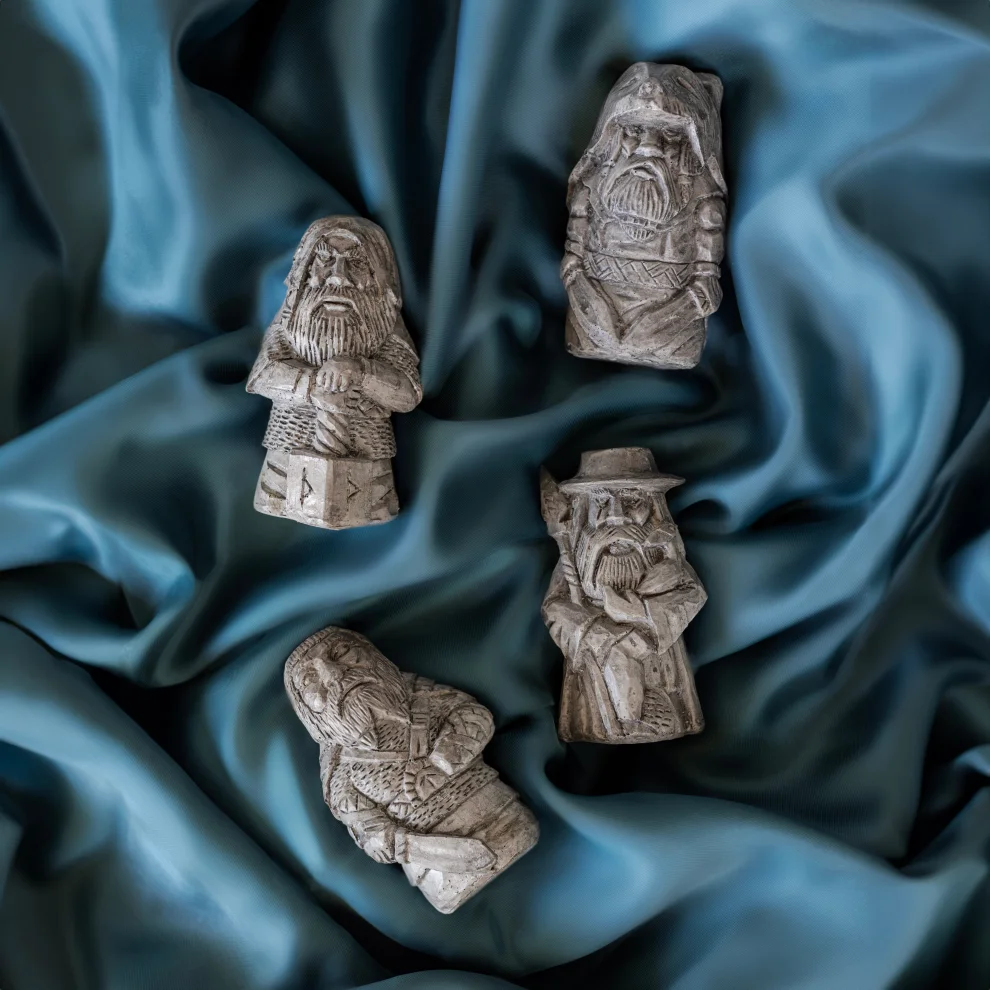 JOMO TASARIM - Concrete Odin-thor-tyr-ulfhednar Decorative Object Set Of 4