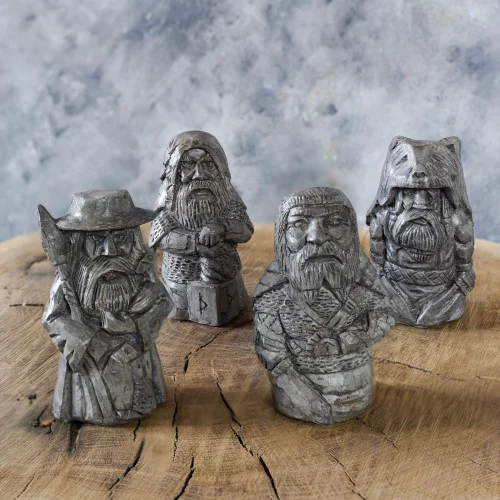 JOMO TASARIM - Concrete Odin-thor-tyr-ulfhednar Decorative Object Set Of 4