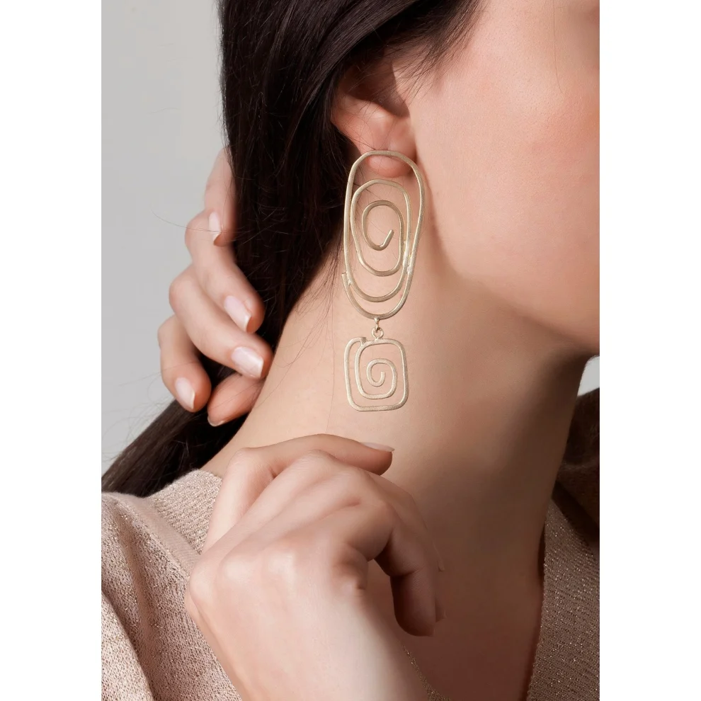 Linya Jewellery - Six Square Spiral Earrings