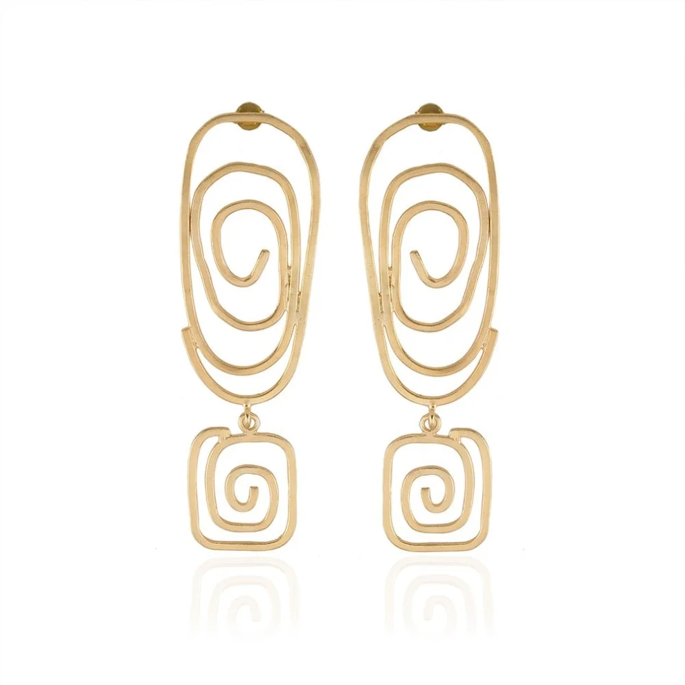 Linya Jewellery - Six Square Spiral Earrings