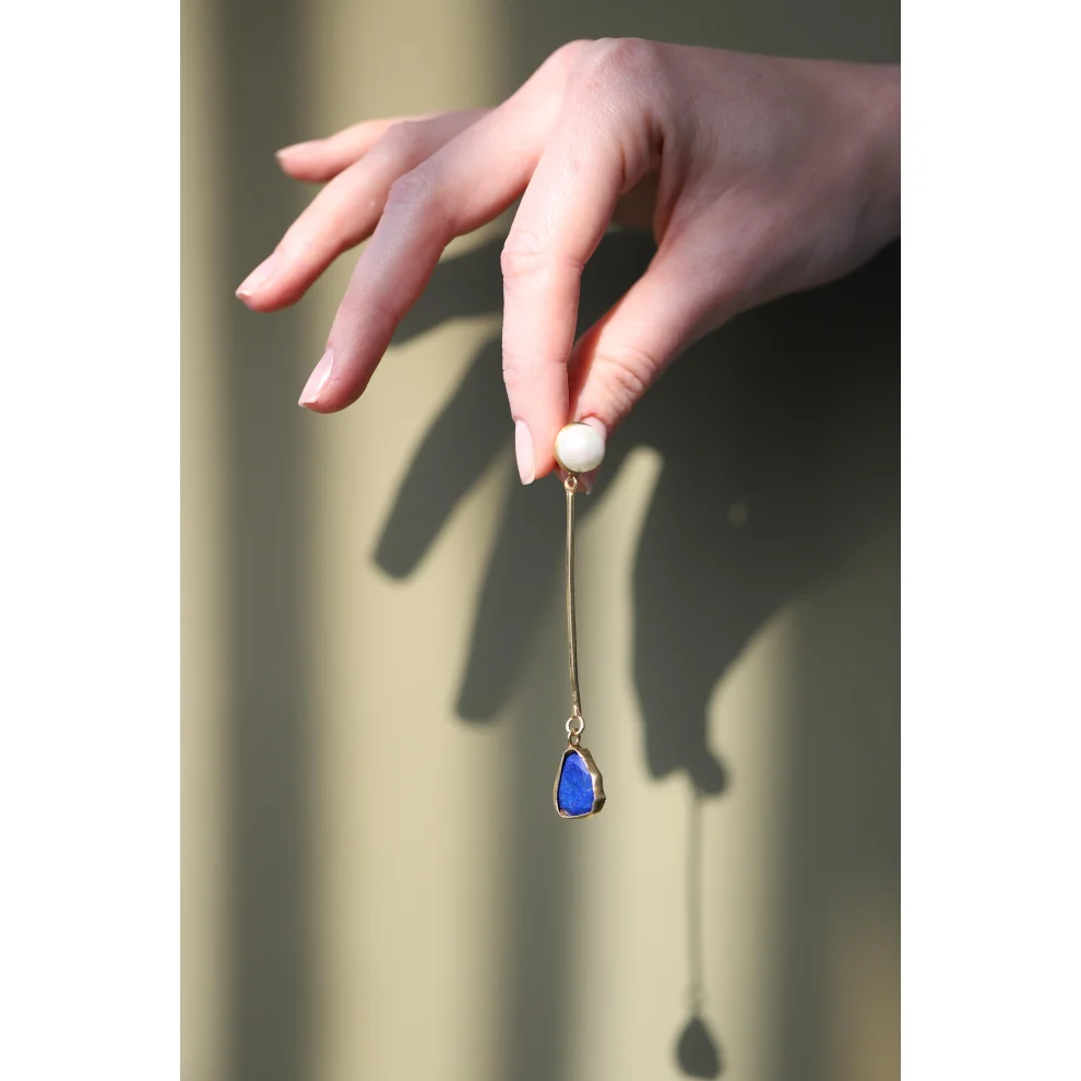 Linya Jewellery - Natural Lapis Pearl Earring