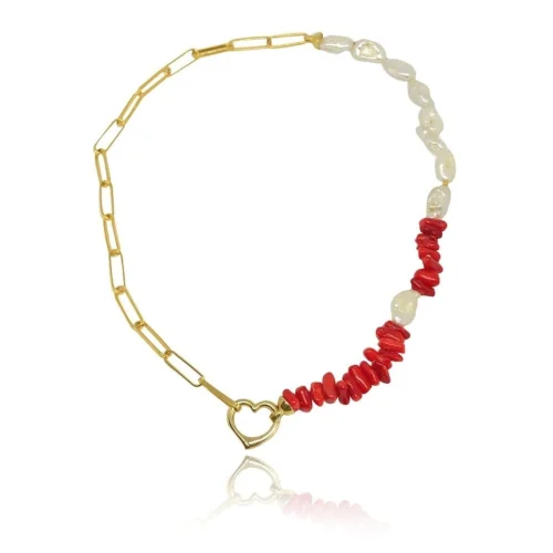 Linya Jewellery - Love & Chain Coral Necklace