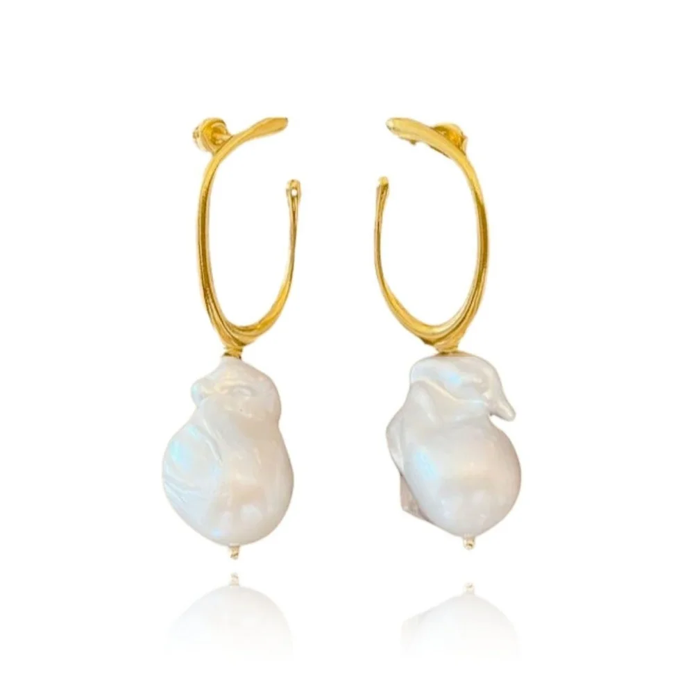 Large baroque outlet pearl earrings