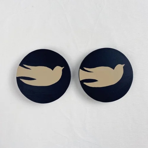 No8 Atölye - Birds - Handmade Wooden Coasters Set Of 2