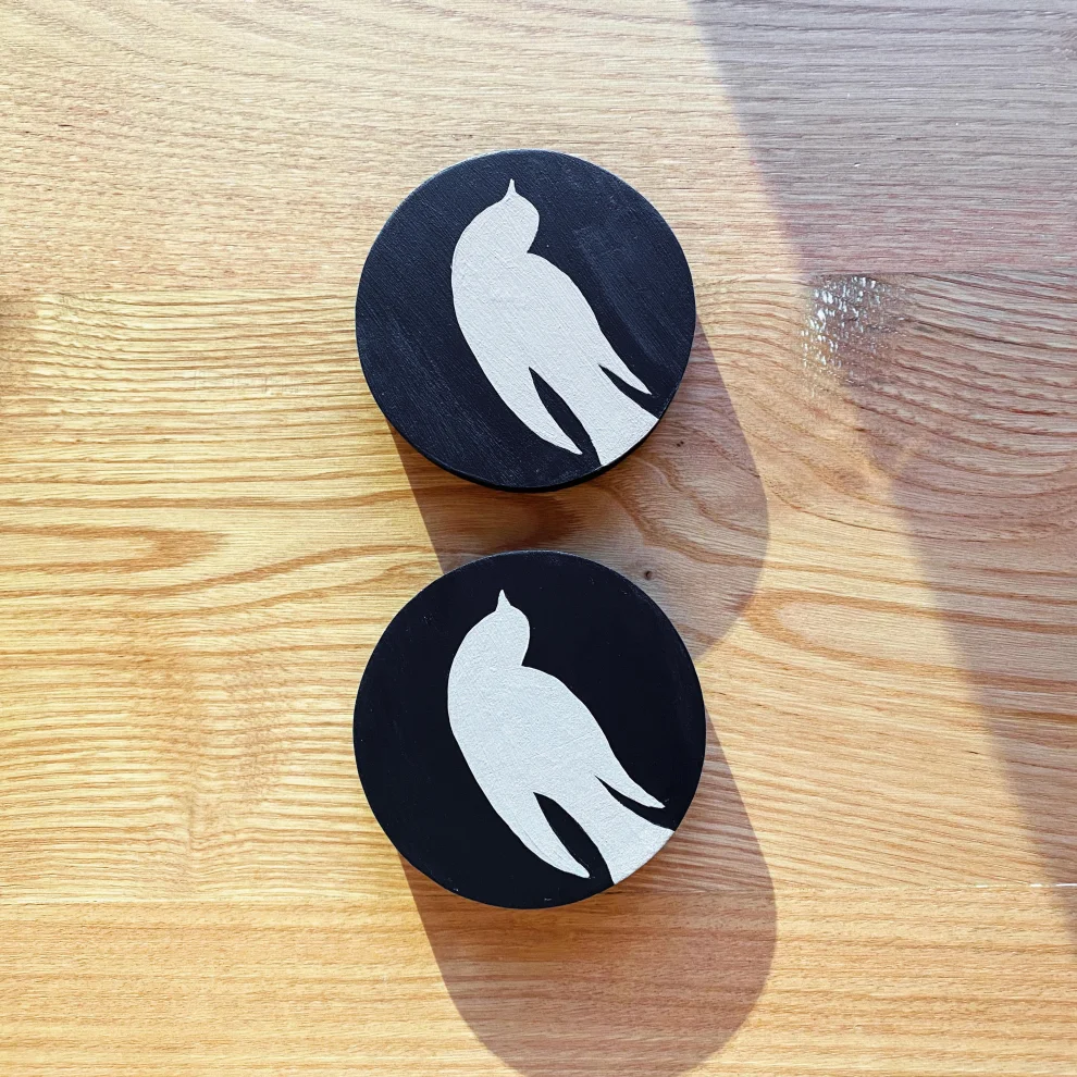 No8 Atölye - Birds - Handmade Wooden Coasters Set Of 2