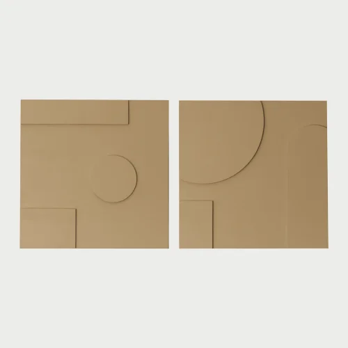 Beige - Square Wooden Abstract Painting