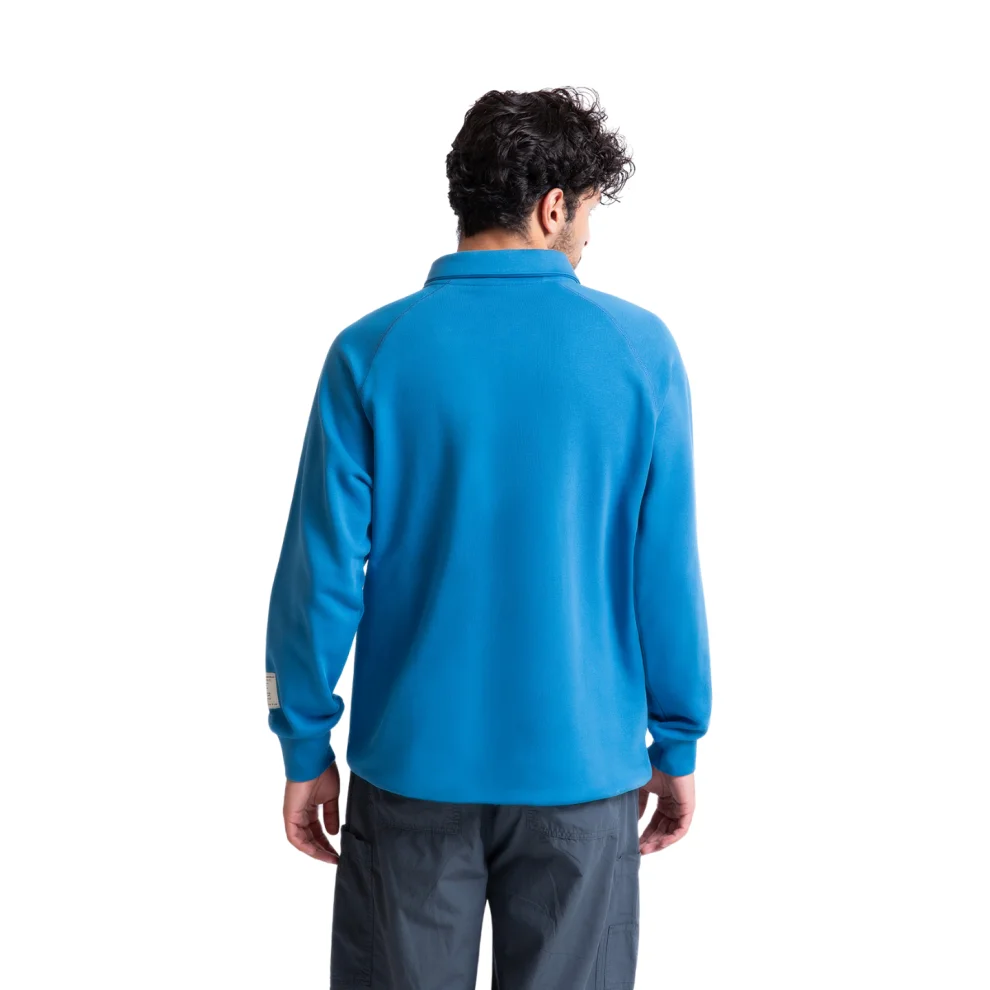 UNIQVIBE - Polo Neck Half Zip Organic Cotton Sweatshirt