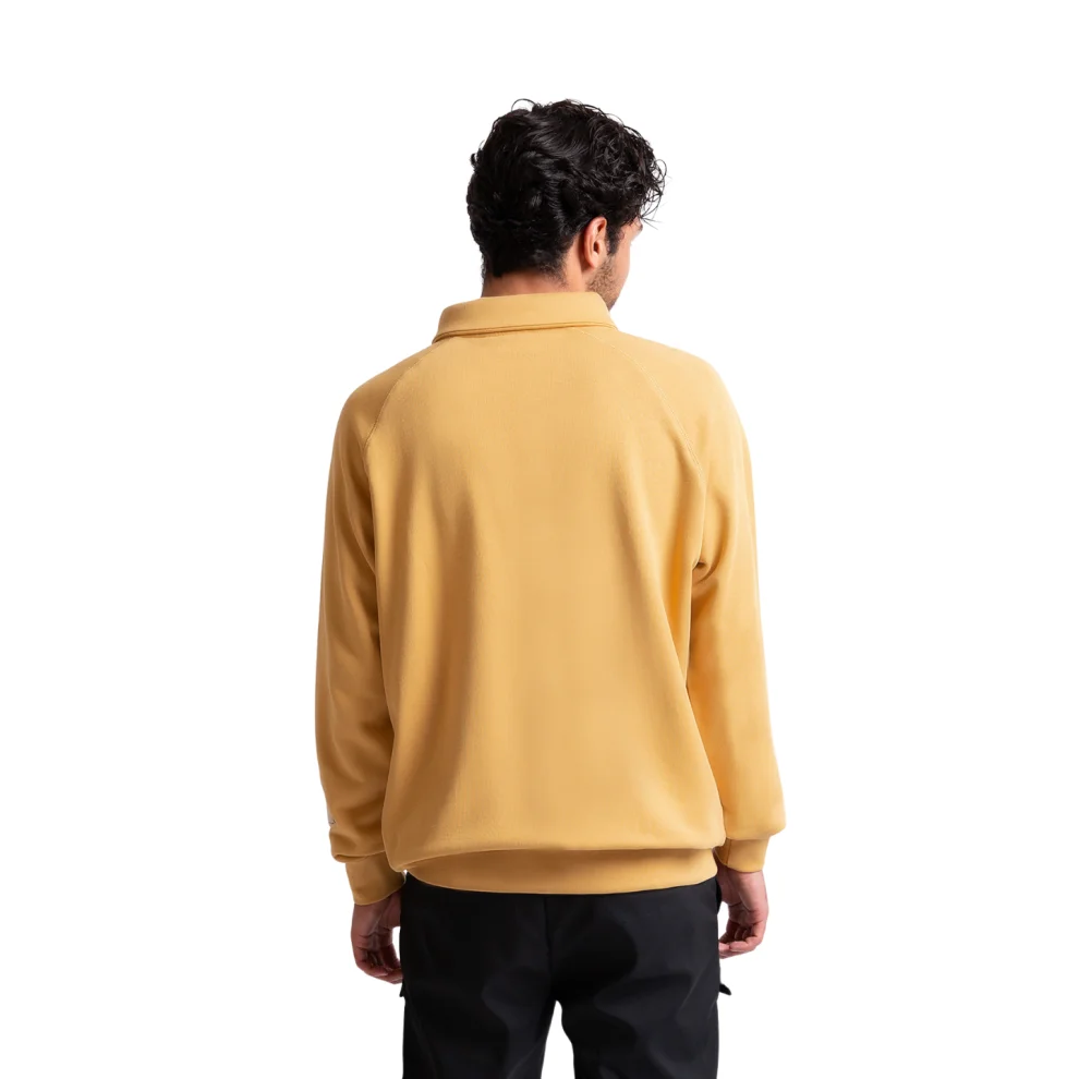 UNIQVIBE - Polo Yaka Fermuarlı Organik Pamuklu Sweatshirt