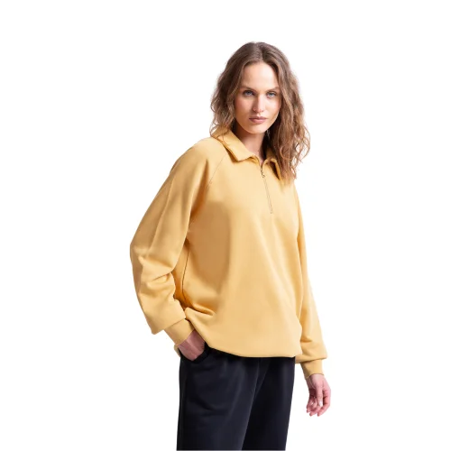 UNIQVIBE - Polo Neck Tee Organic Cotton Sweatshirt