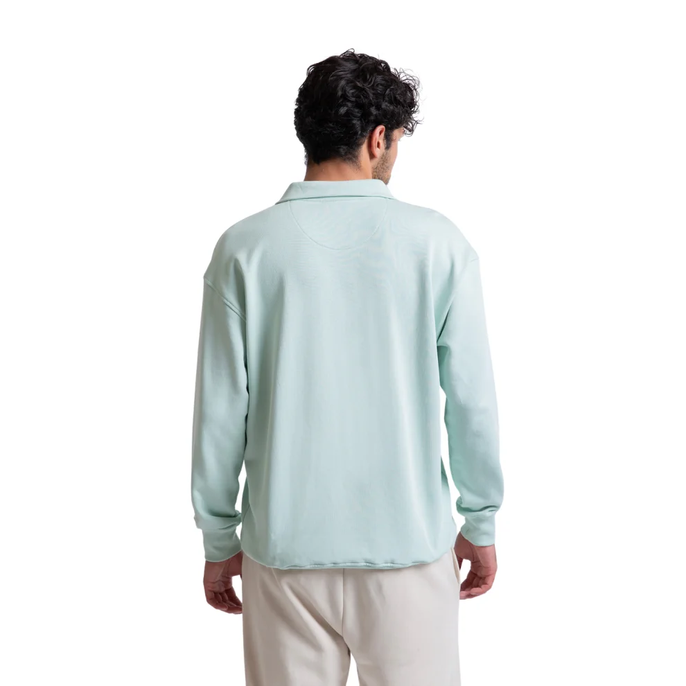 UNIQVIBE - Polo Yaka Organik Pamuklu Sweatshirt