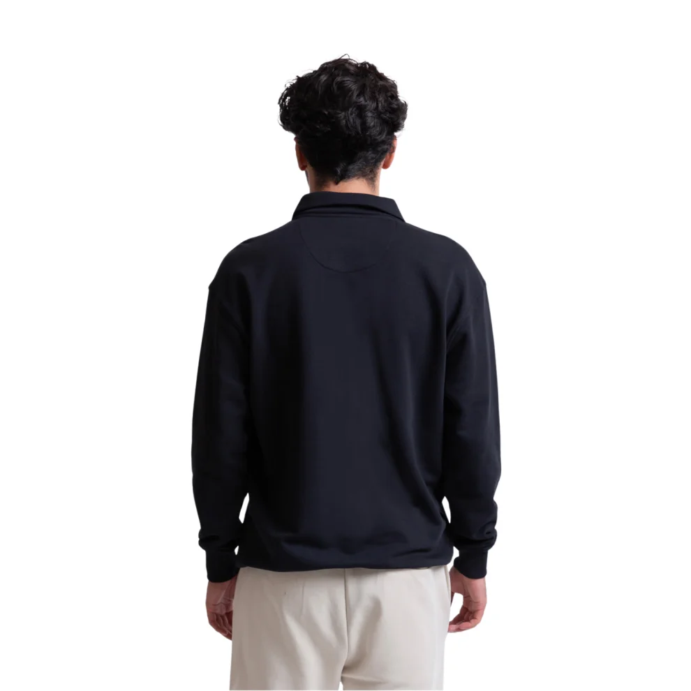 UNIQVIBE - Polo Yaka Organik Pamuklu Sweatshirt