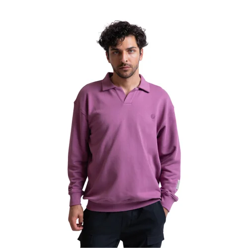 UNIQVIBE - Polo Yaka Organik Pamuklu Sweatshirt