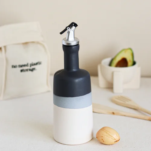 Beige & Stone - Natural Stone Olive Oil And Oil Bottle 500 Ml Oil Pot