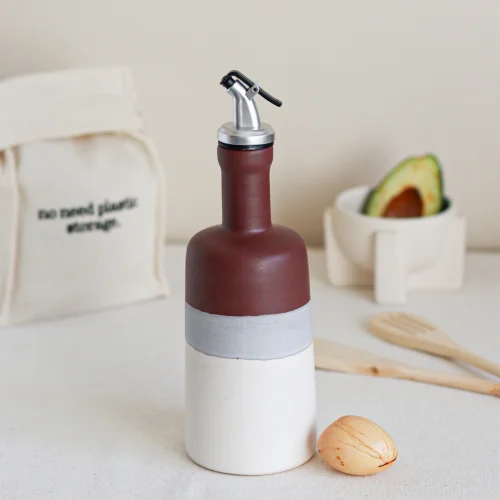 Beige & Stone - Natural Stone Olive Oil And Oil Bottle 500 Ml Oil Pot