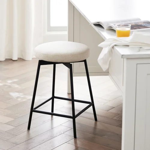 Modabilya - Odio Linen Swivel Bar Stool - 65cm