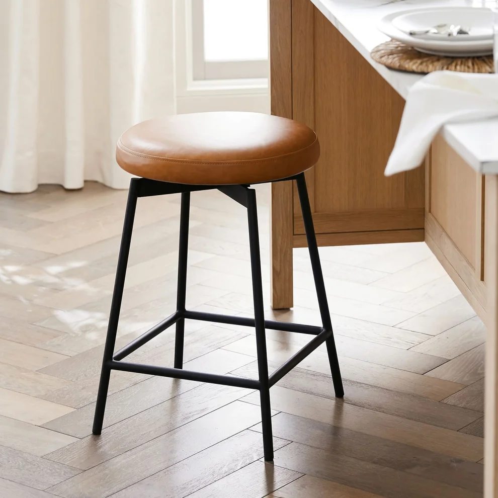 Modabilya - Odio Leather Swivel Bar Stool - 65cm