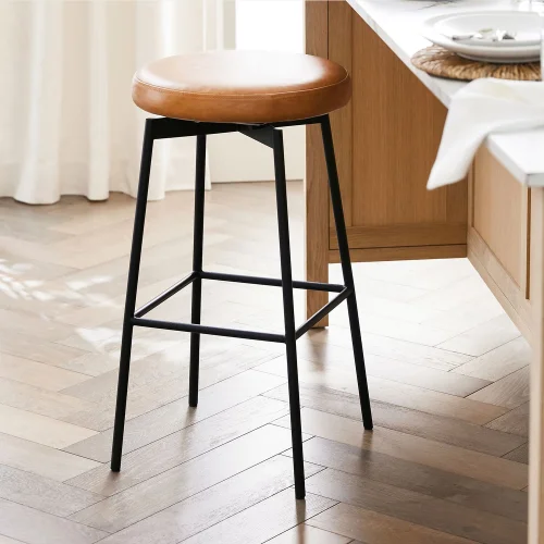 Modabilya - Odio Leather Swivel Bar Stool - 65cm