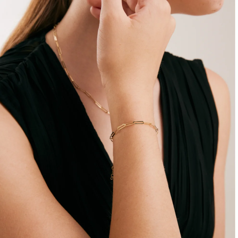 Orena Jewelry - Paperclip 14k Solid Gold Women's Bracelet