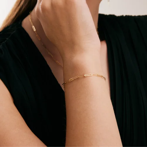 Orena Jewelry - Paperclip 14k Solid Gold Women's Bracelet