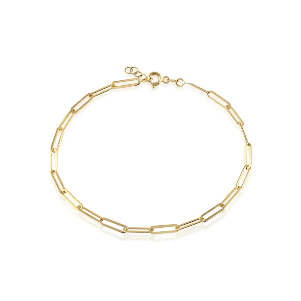 Orena Jewelry - Paperclip 14k Solid Gold Women's Bracelet